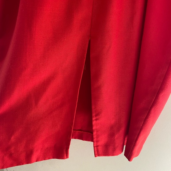 Vintage Red Short Sleeve Belted Pencil Sheath Midi Dress Size 12 - Picture 9 of 11